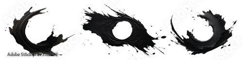 Black brush stroke isolated Oil paint abstract shape. Design mockup. on white background