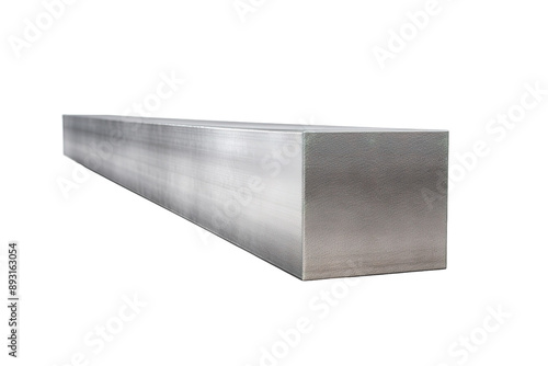 A Silver Bar of Solid Metal Reflects Light in a Studio on a Clear PNG or White Background. photo