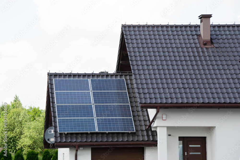 Fototapeta premium Installing a Solar Cell on a Roof.