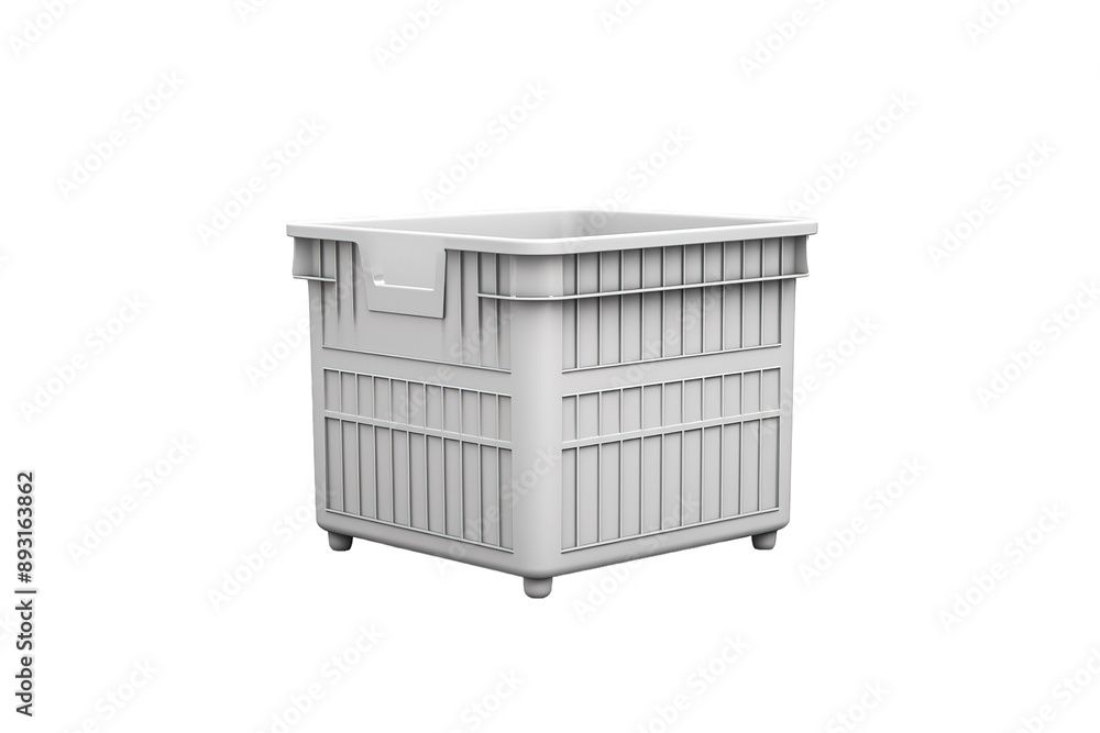 A Gray Plastic Storage Container, Empty and Ready for Organization on a Clear PNG or White Background. A Gray Plastic Storage Container, Empty and Ready for Organization on a Clear PNG or White Background.