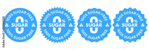 Sugar free icon. Zero sugar label. Set allergen free icons. Allergen free products. Products warning symbols. Lactose, gluten, sugar, corn, egg, trans fat, soy, nuts free, coffeine sign.