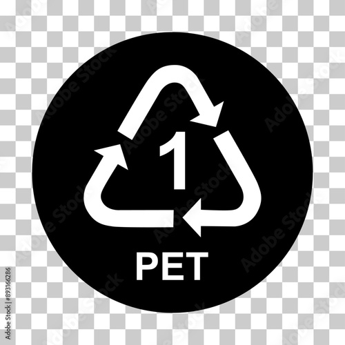 Plastic symbol, ecology recycling sign isolated on white background. Package waste icon