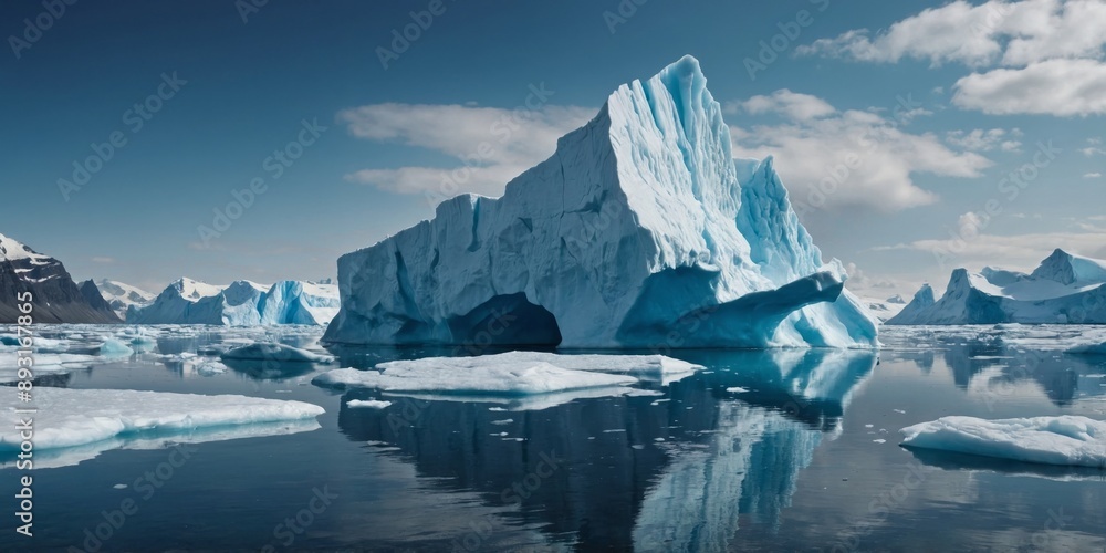 Melting iceberg, depicting the effects of climate change on polar icecaps and glaciers, with visible water dripping from the ice. Melting iceberg, depicting the effects of climate change on polar icecaps and glaciers, with visible water dripping from the ice.