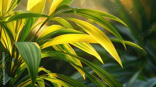 Calathe lutea leaves receive morning sunlight