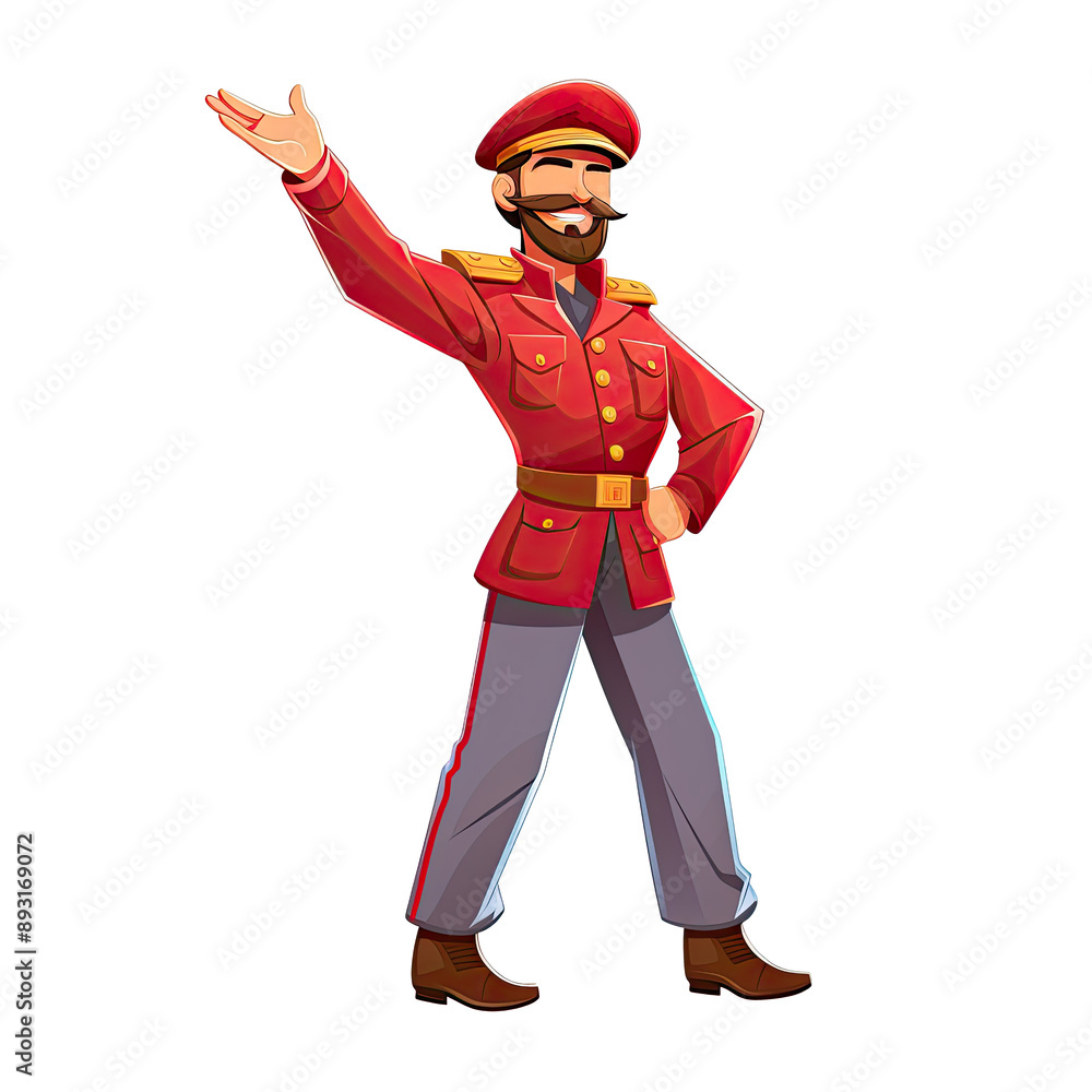An illustration of a soldier man wearing a red hat without visible eyes, celebrating An illustration of a soldier man wearing a red hat without visible eyes, celebrating