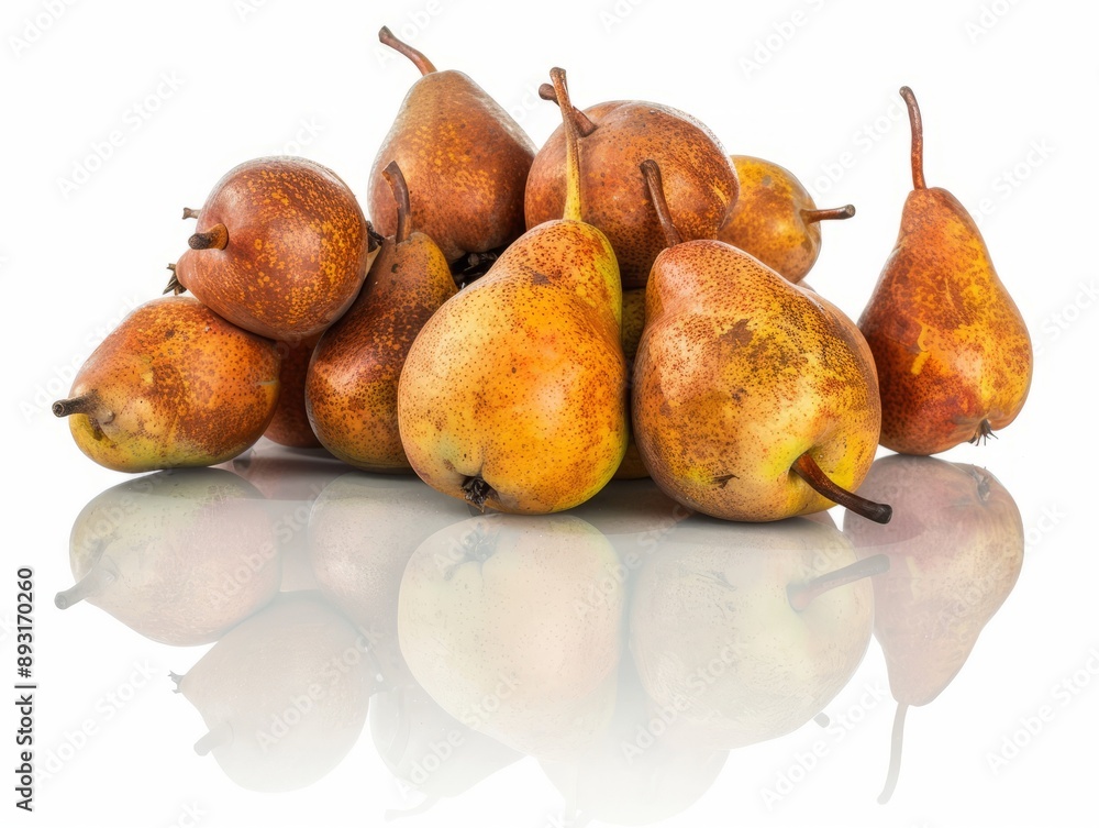Bosc Pears: A Crisp Reflection on a White Canvas Bosc Pears: A Crisp Reflection on a White Canvas