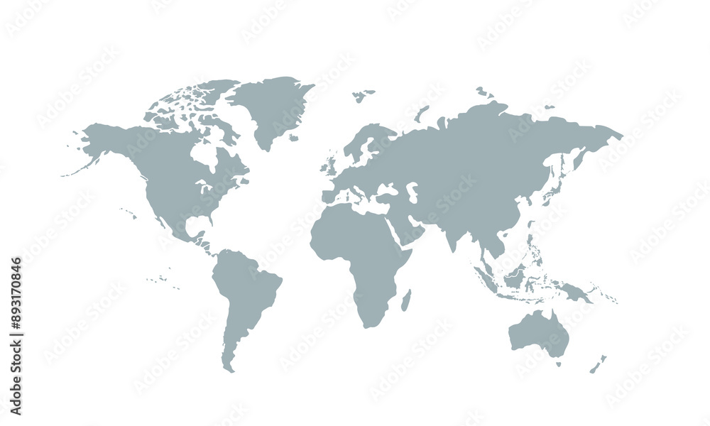 Fototapeta premium World map with modern color,isolated on white background for website layouts,background,education, precise,customizable,Travel worldwide,map silhouette backdrop,earth geography, political,reports