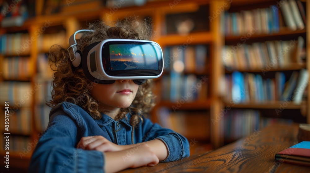A girl wears VR glasses and enjoys her imagination. A girl wears VR glasses and enjoys her imagination.