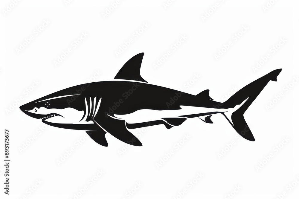 black and white flat vector art of a shark, svg style, isolated on white background, simple vector art design black and white flat vector art of a shark, svg style, isolated on white background, simple vector art design