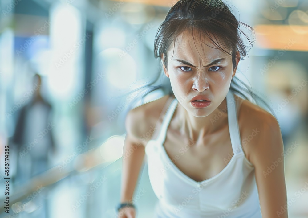 Angry Young Woman Expressing Emotion with Bokeh Background Angry Young Woman Expressing Emotion with Bokeh Background