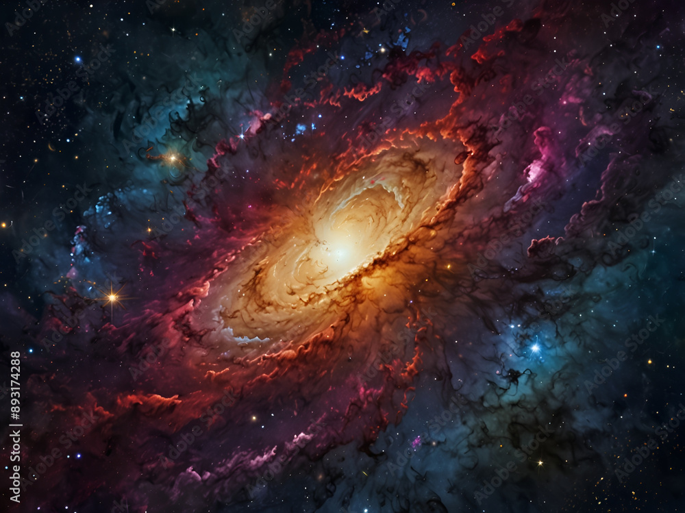 Obraz premium Space is a majestic universe shimmering with a kaleidoscope of colors.