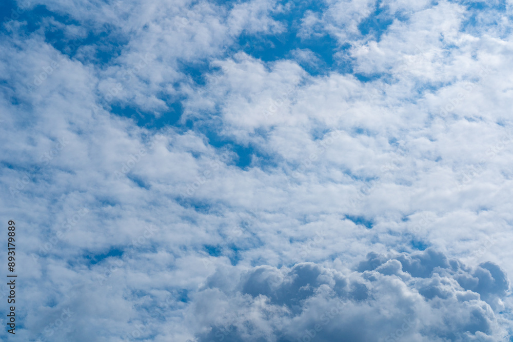 Blue Sky with White Clouds, Sunny Cloudy Sky Texture Background, Fluffy Clouds Pattern, Sunny Cumulus Blue Sky with White Clouds, Sunny Cloudy Sky Texture Background, Fluffy Clouds Pattern, Sunny Cumulus