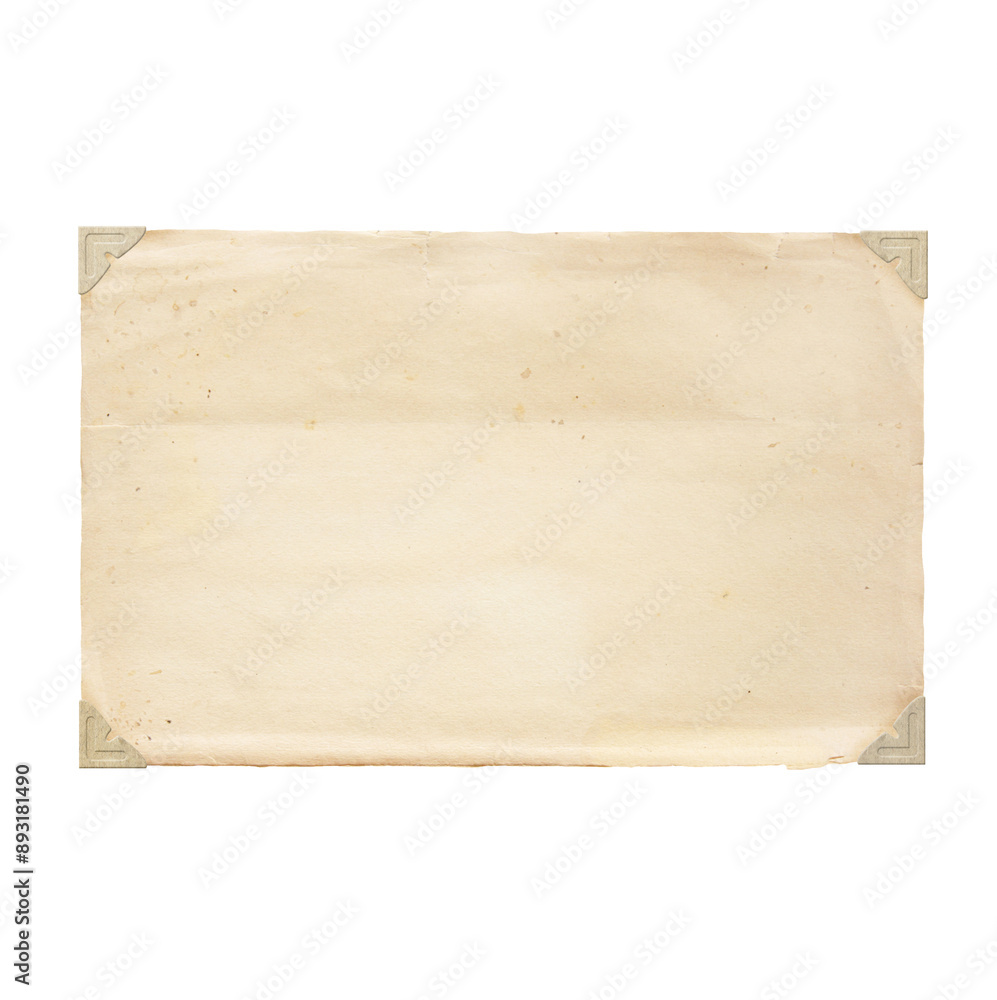 Naklejka premium Paper sheet with retro angles. Vintage piece of old notebook page. Isolated on white background