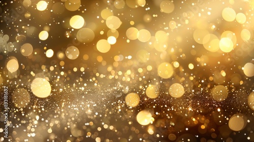 Golden sparkly background with shining stars, dots, and light effects perfect for festive occasions like Christmas and parties. © ImageKing