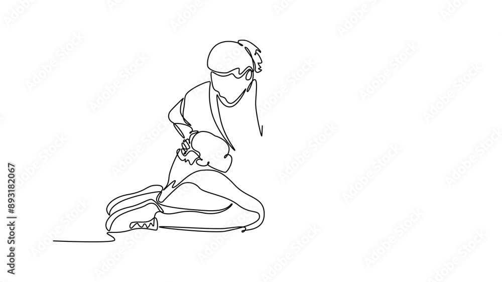 Parent-child relationship, communication concept. Single line draw design. Full length animation illustration. High quality 4k footage. Parent-child relationship, communication concept. Single line draw design. Full length animation illustration. High quality 4k footage.