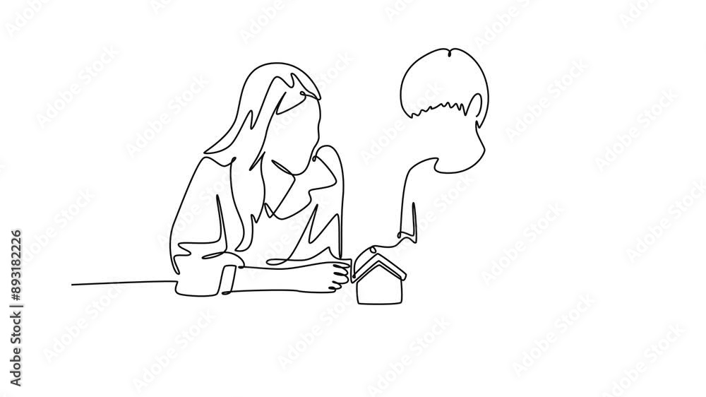 Parent-child relationship, communication concept. Single line draw design. Full length animation illustration. High quality 4k footage. Parent-child relationship, communication concept. Single line draw design. Full length animation illustration. High quality 4k footage.