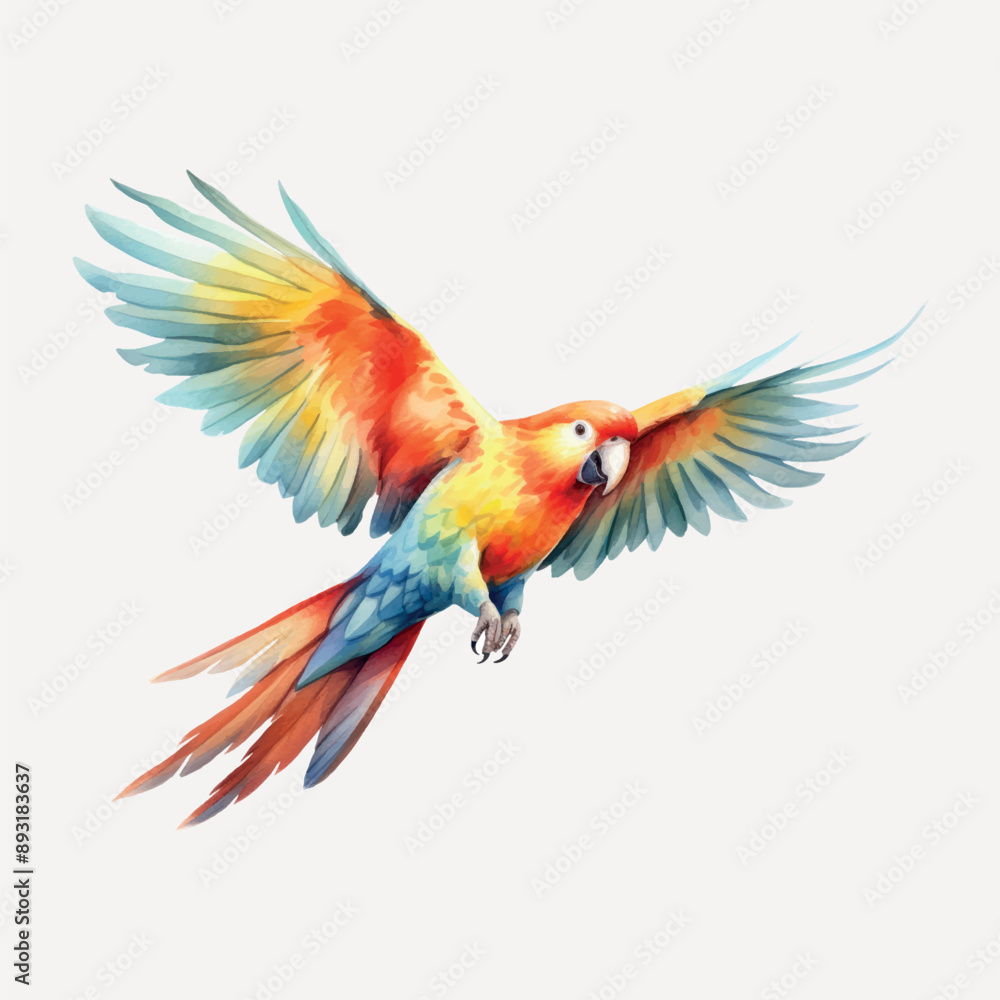 Fototapeta premium Colorful parrot flying gracefully.