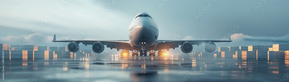 A Passenger Jet Airplane On A Runway. A Passenger Jet Airplane On A Runway.