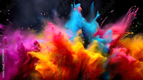 multicolor powder splash color splash generative Ai