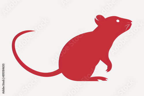 Red silhouette rat vector graphic