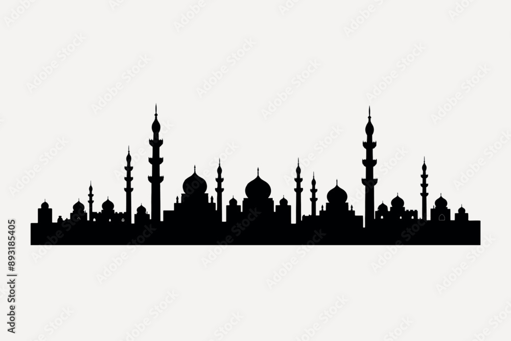 Obraz premium Islamic skyline silhouette vector art