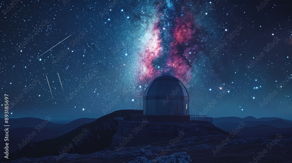 A Large Telescope Sits in the Middle of a Field of Stars and Nebulas - Generative AI A Large Telescope Sits in the Middle of a Field of Stars and Nebulas - Generative AI