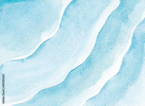 ビーチ　海　波打ち際　水彩背景イラスト