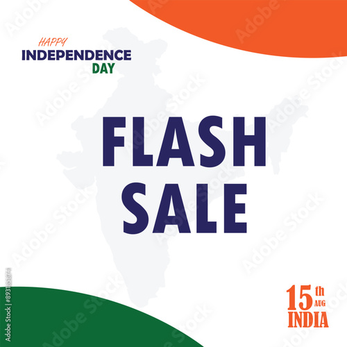 Independence day sale offer freedom flash sale banner Indian saffron and green background