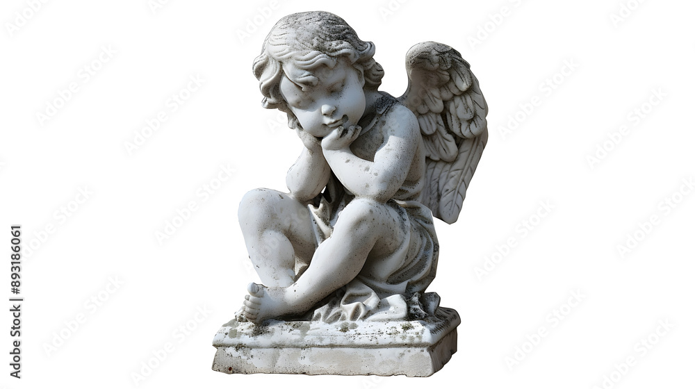 Angel child statue clip art photo, white background Angel child statue clip art photo, white background