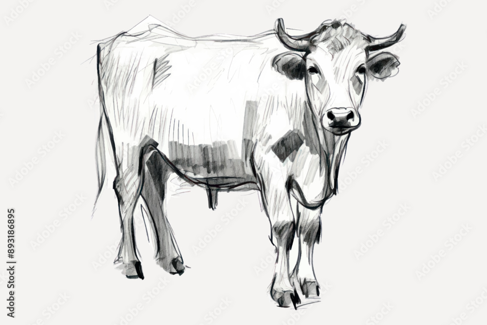 Fototapeta premium Hand-drawn cow sketch art
