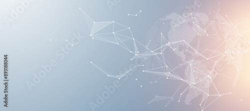 Global network connection banner design template. Header social network communication in the global business concept. Big data visualization. Internet technology