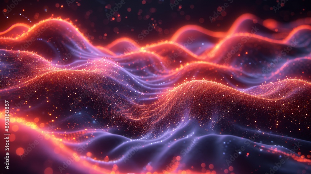 An Image of Red and Orange Waves on Top of a Black Background With Some Sparkles in It - Generative AI An Image of Red and Orange Waves on Top of a Black Background With Some Sparkles in It - Generative AI