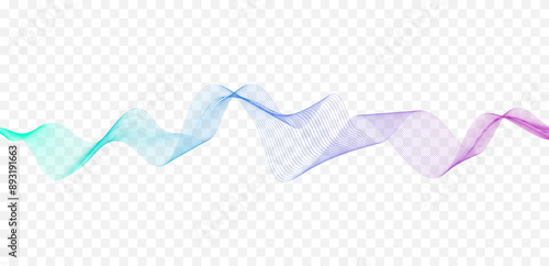 Abstract vector illustration with colored wavy lines flowing dynamic isolated on white background. Hand drawn vector art