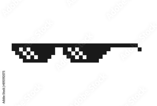 Glasses in pixel. Meme like a boss. Vector art 8bit