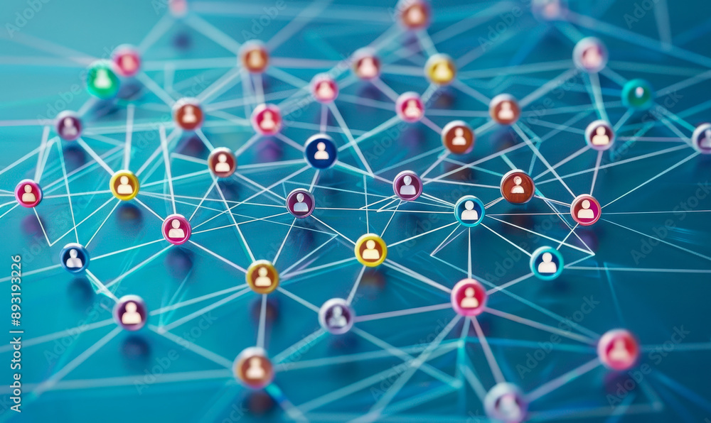 Digital Social Media Network Concept with Connected People Icons on Abstract Blue Background Representing Online Communication and Connectivity Digital Social Media Network Concept with Connected People Icons on Abstract Blue Background Representing Online Communication and Connectivity