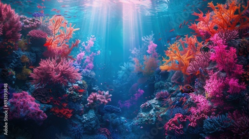 Colorful and vibrant coral reef teeming with life, showcasing the beauty and biodiversity of a healthy marine ecosystem