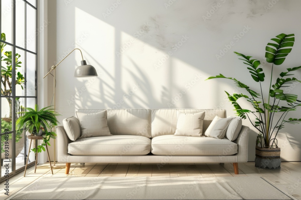 Modern scandinavian interior room created with Generative AI Modern scandinavian interior room created with Generative AI