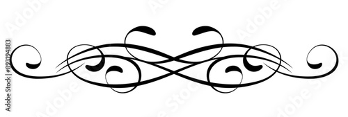 Floral ornament with leaves and abstract lines. Graceful element for decor and greeting or invitation card design