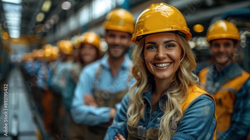 Diverse Team Celebrating Employee Appreciation and Labor Day with Smiling Faces and Happy Hand Sign in Factory