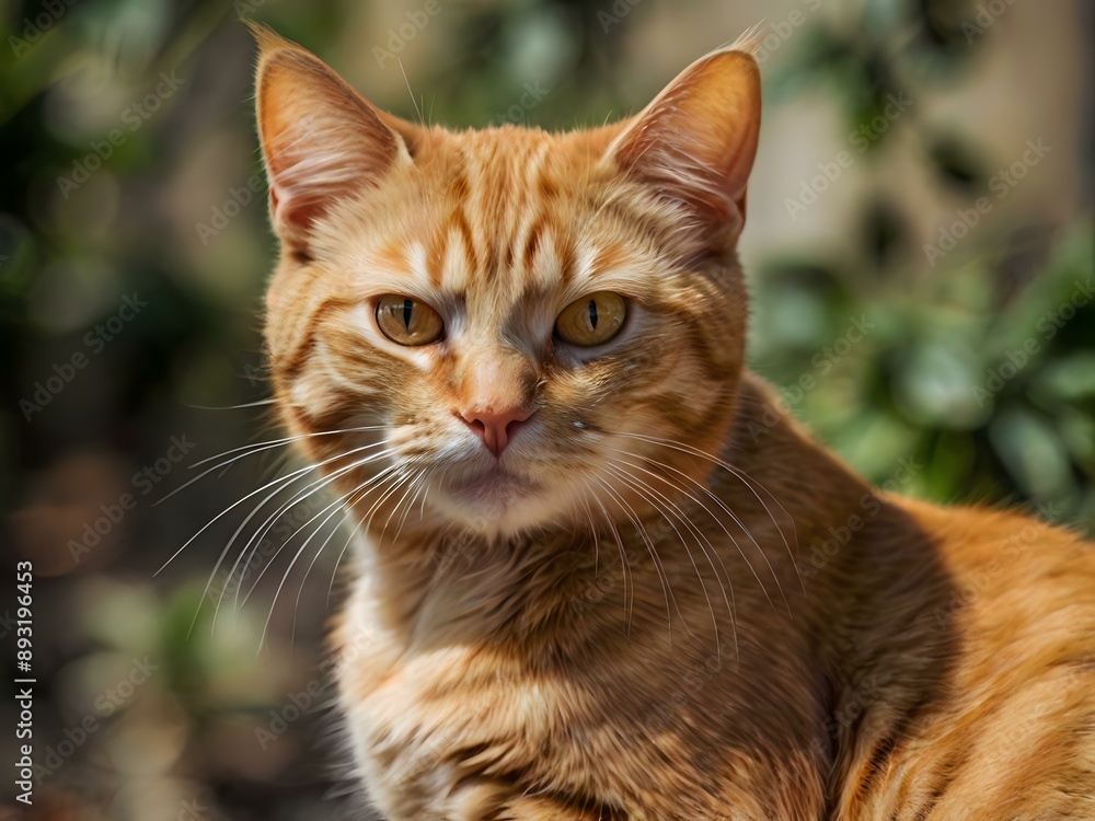 orange cat with blur background, orange cat is sitting and looking orange cat with blur background, orange cat is sitting and looking