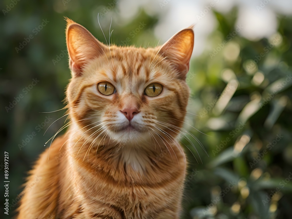 orange cat with blur background, orange cat is sitting and looking orange cat with blur background, orange cat is sitting and looking