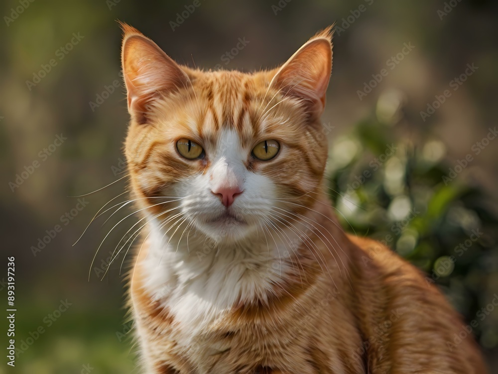 orange cat with blur background, orange cat is sitting and looking orange cat with blur background, orange cat is sitting and looking