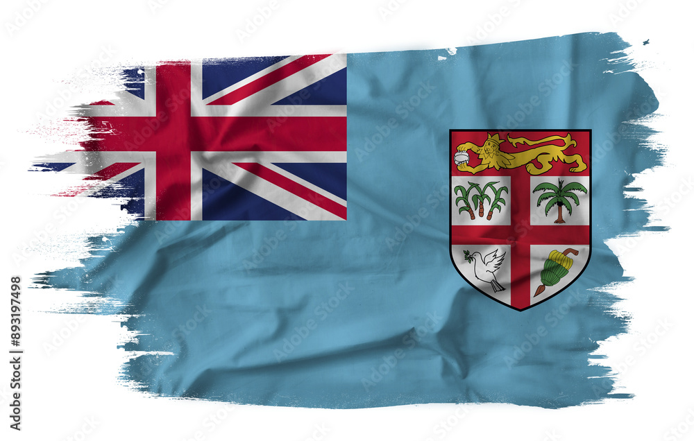 Flag of Fiji in brush stroke background