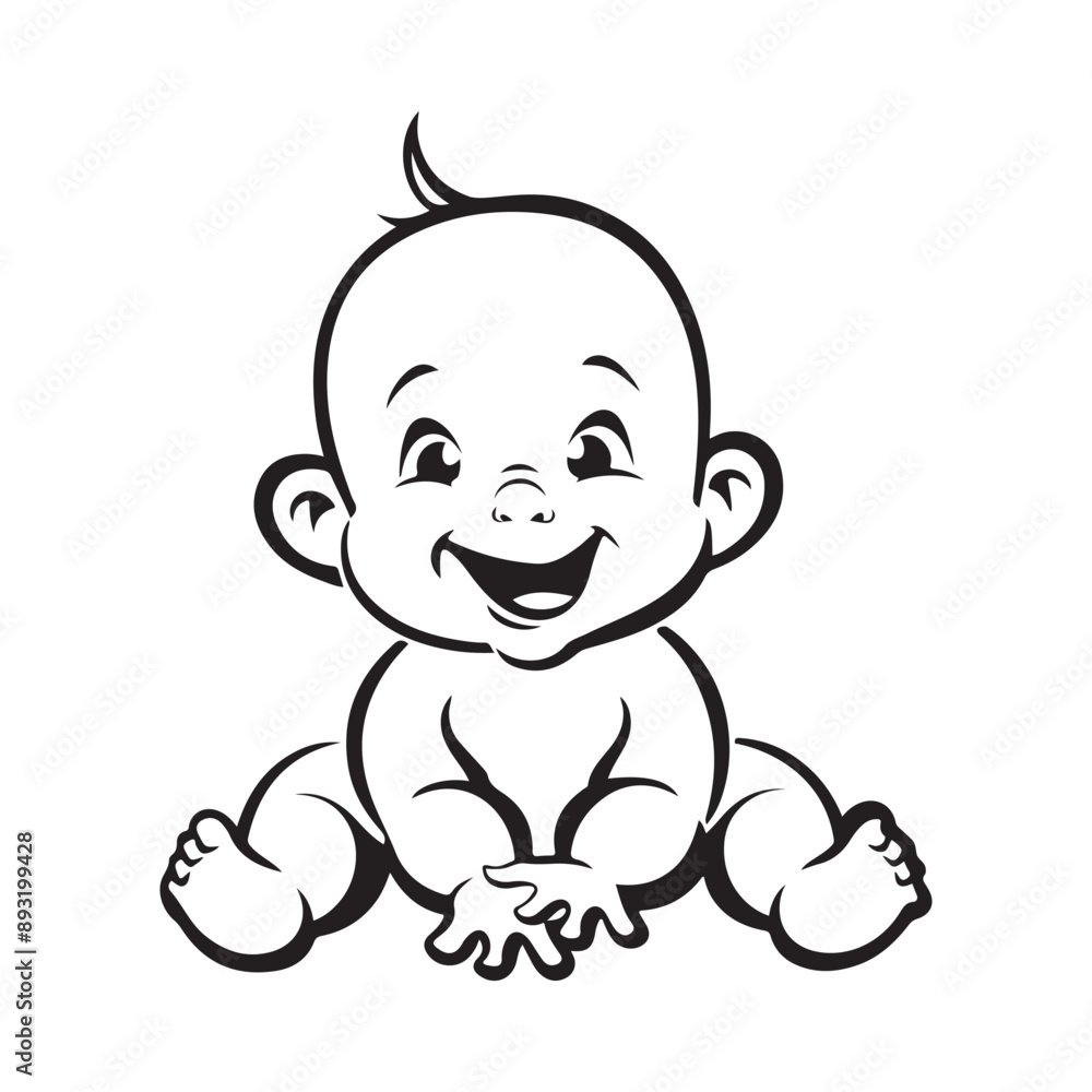 Cute little baby Logo Template design cute Baby Smile Stock Illustration on white background Cute little baby Logo Template design cute Baby Smile Stock Illustration on white background