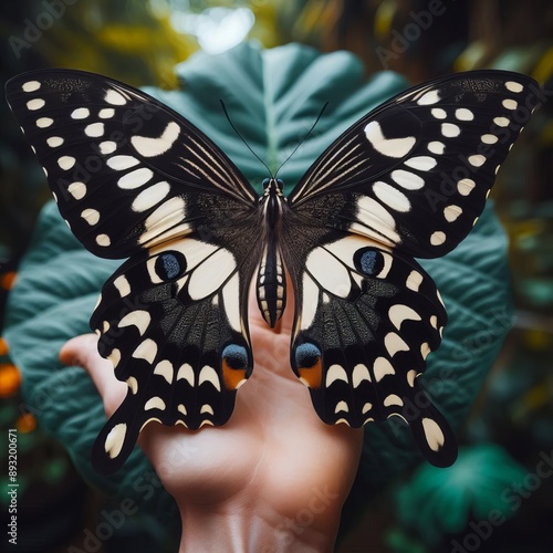 108 76. African giant swallowtail butterfly - a large African bu photo