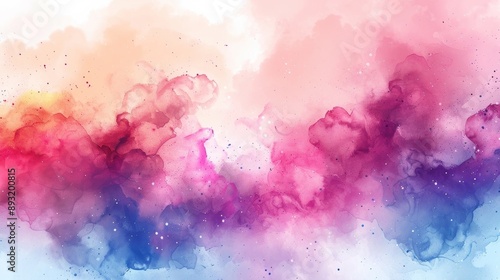 Abstract watercolor background blending pink, purple, and blue hues in a dreamy, fluid gradient. Perfect for artistic, creative, or design projects.