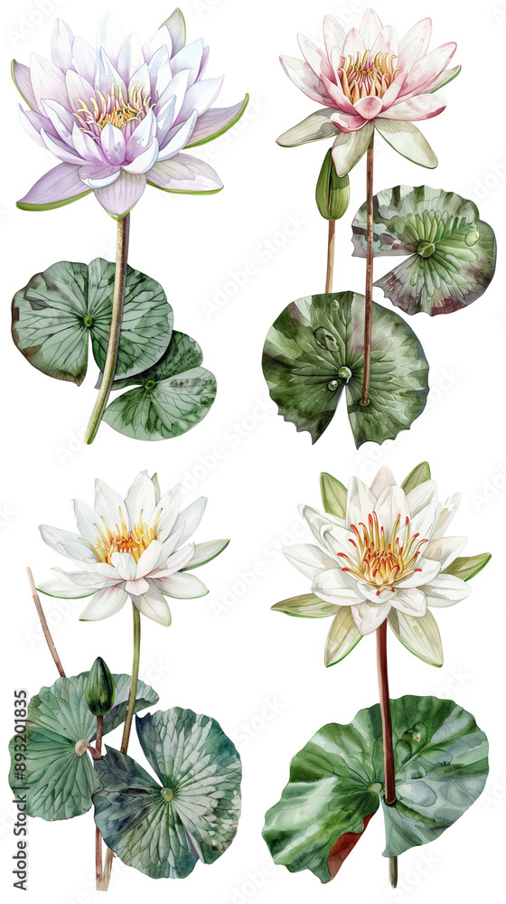 Fototapeta premium PNG Water Lily Flower Or Nymphaea spp flower On Transparent Background