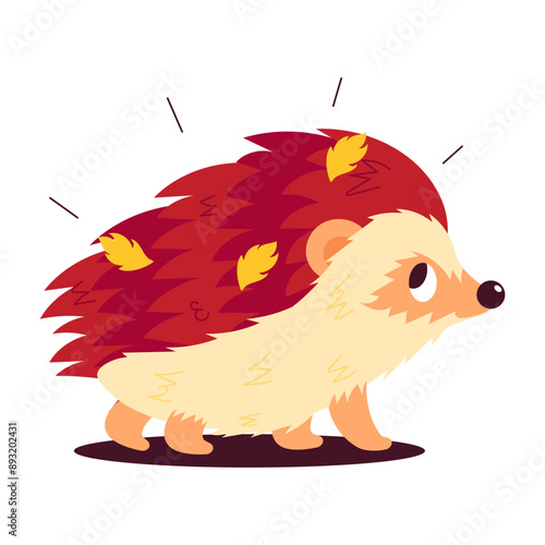 Hedgehog sticker designed in flat style 

