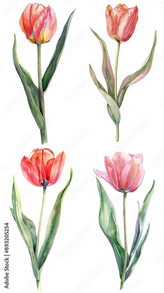 Watercolor Magical and Vibramt Tulip Flower Watercolor Magical and Vibramt Tulip Flower