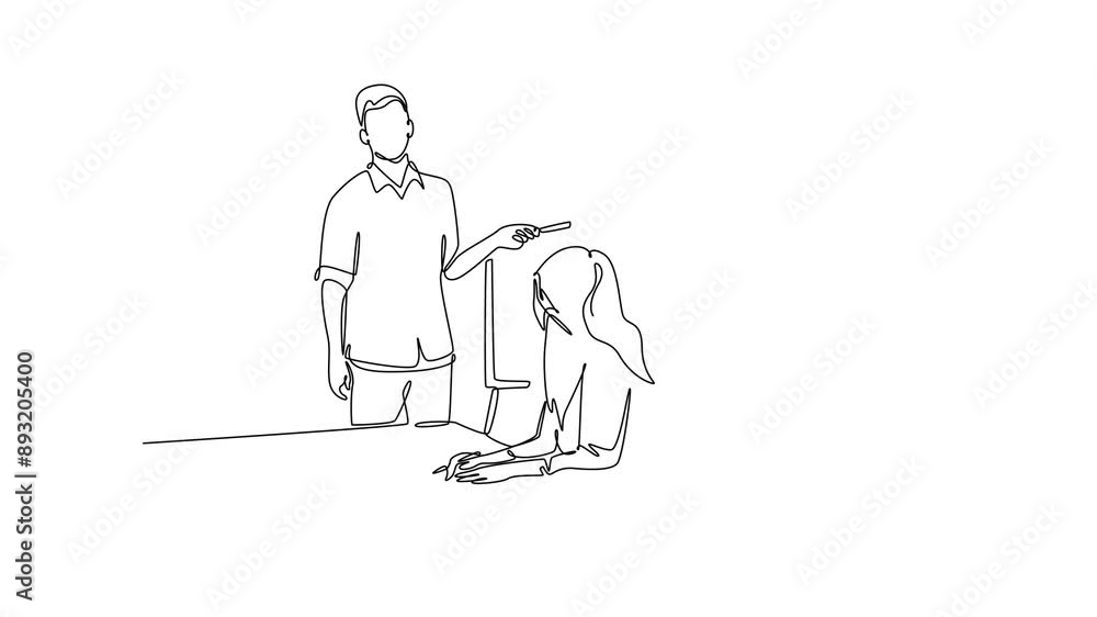 Lecturers teaching in class concept. Single line draw design. Full length animation illustration. High quality 4k footage. Lecturers teaching in class concept. Single line draw design. Full length animation illustration. High quality 4k footage.